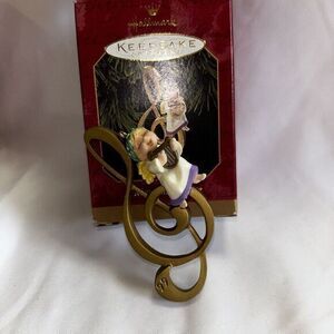 Hallmark Keepsake Christmas Ornament A Musician of Note 1999 Vintage Music Harps